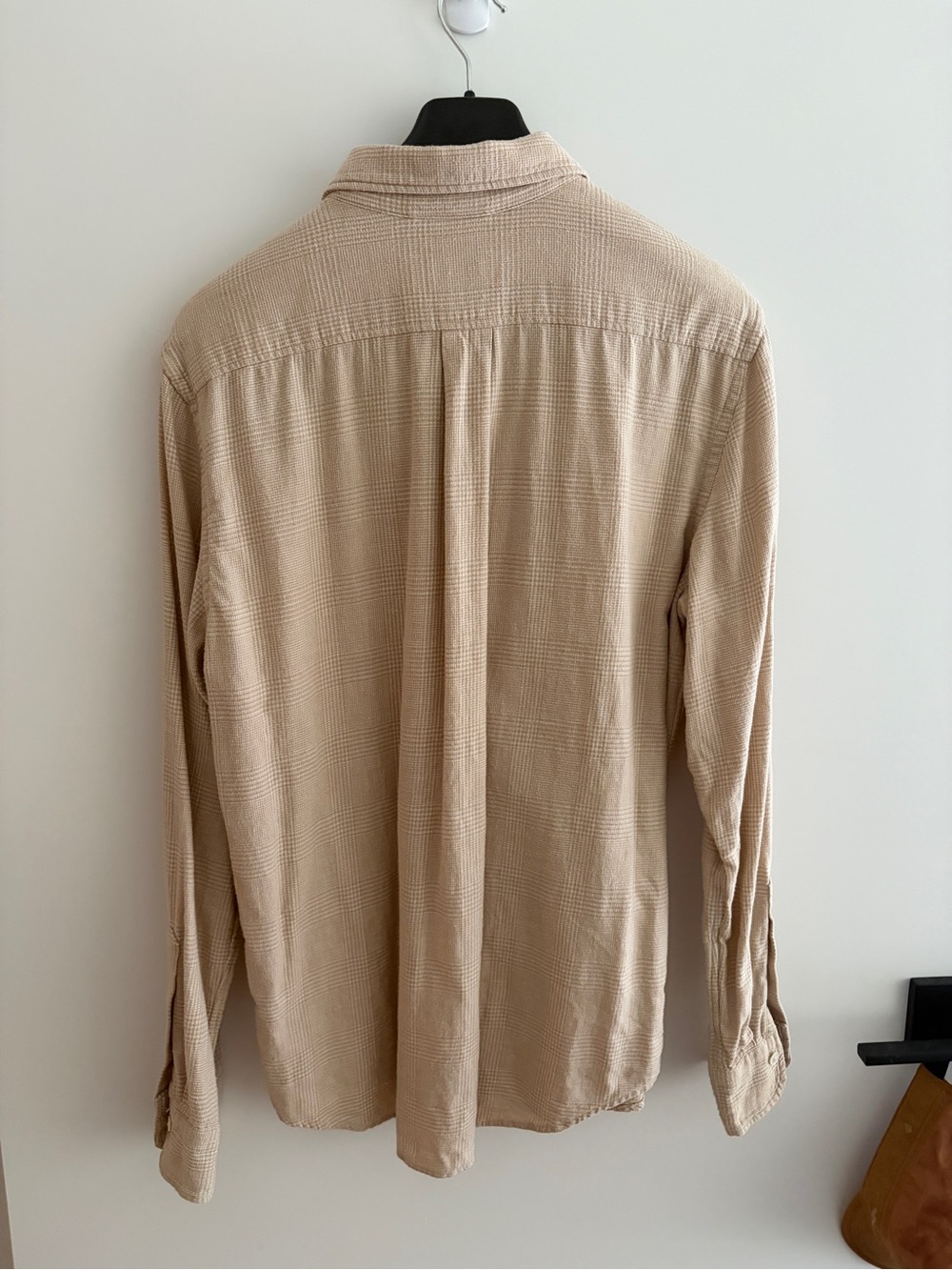 Buck Mason Beige Plaid Long-Sleeve Button-Down Shirt Size Large - Picture 4 of 5
